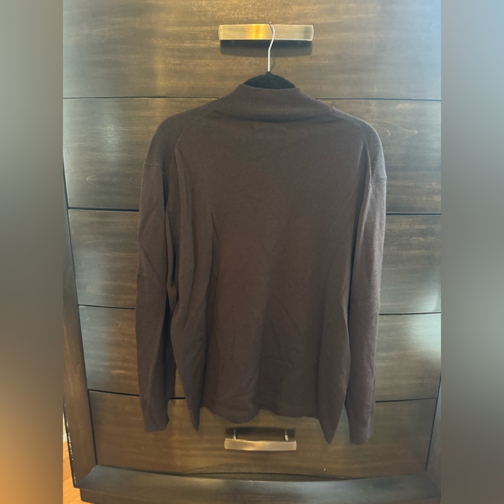 PRONTO UOMO BROWN QUARTER ZIP FINE MERINO WOOL SWEATER MENS SIZE MEDIUM - Picture 5 of 5
